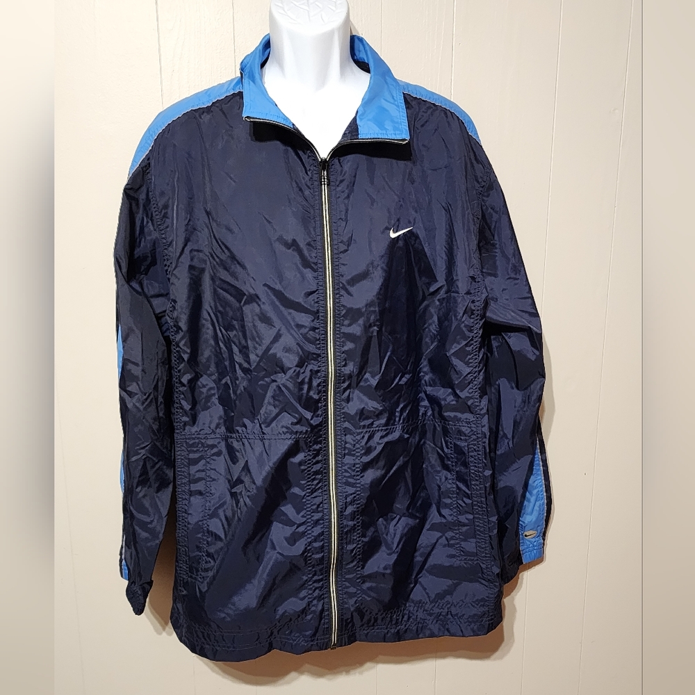 Nike‎ Men's Windbreaker Jacket Lightweight Blue Zip Up Large Athletic A914